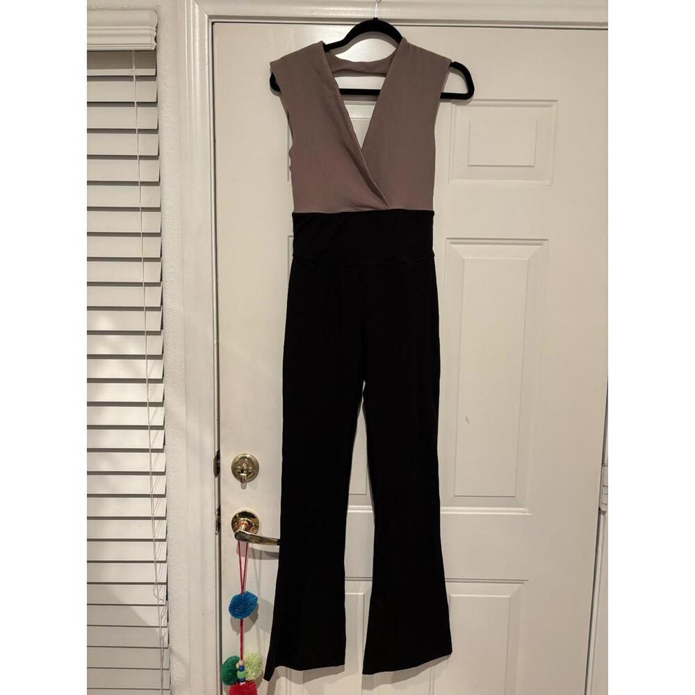 Womens mauve/black sz M Free People one piece leggings #508